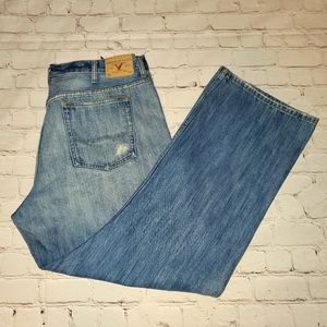 american eagle Blue Jeans Men's Loose Fit Souple Size 40W By 32L